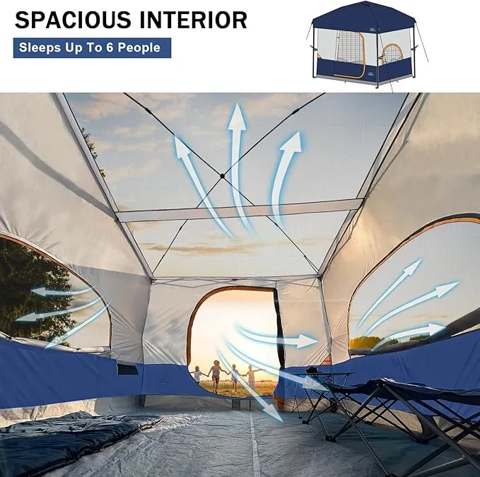KAMPKEEPER 6 Person Camping Tent, 10x10 Pop Up Canopy Tent with Camping Cube, Converts 10'x10' Straight Leg Canopy into Camping Inner Tent–Fully Vented Roof(Canopy & Frame Included)