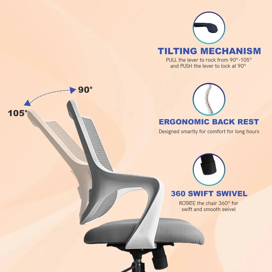 Kepler Brooks Polaris Mid Back Office Chair (White)