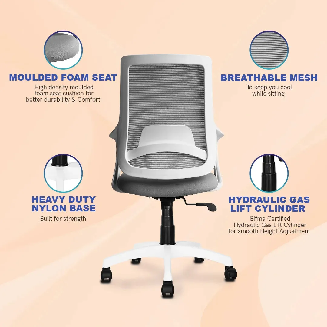 Kepler Brooks Polaris Mid Back Office Chair (White)