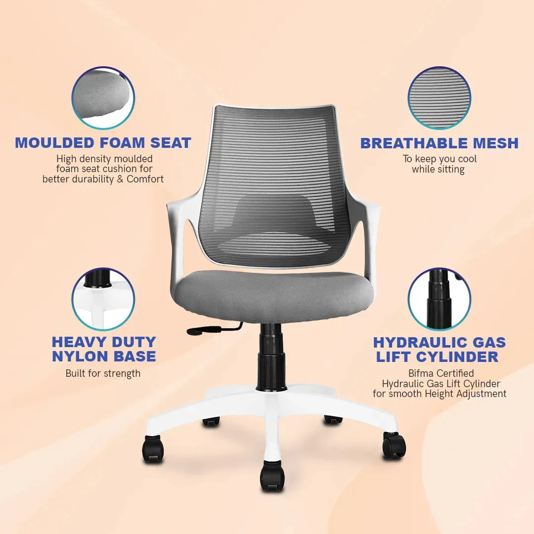 Kepler Brooks Polaris Mid Back Office Chair (White)