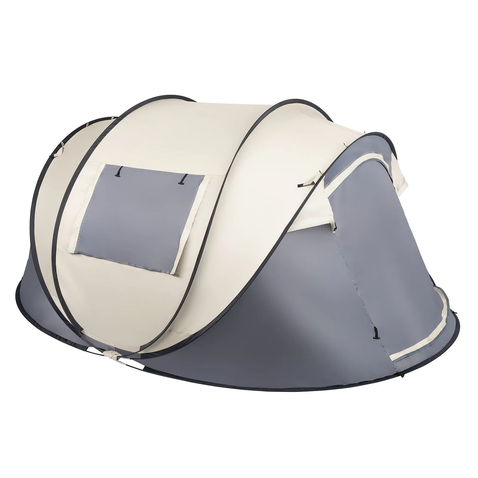 Khaki Boat Type Quick Opening Camping Tent Fiber Pole Polyester Cloth
