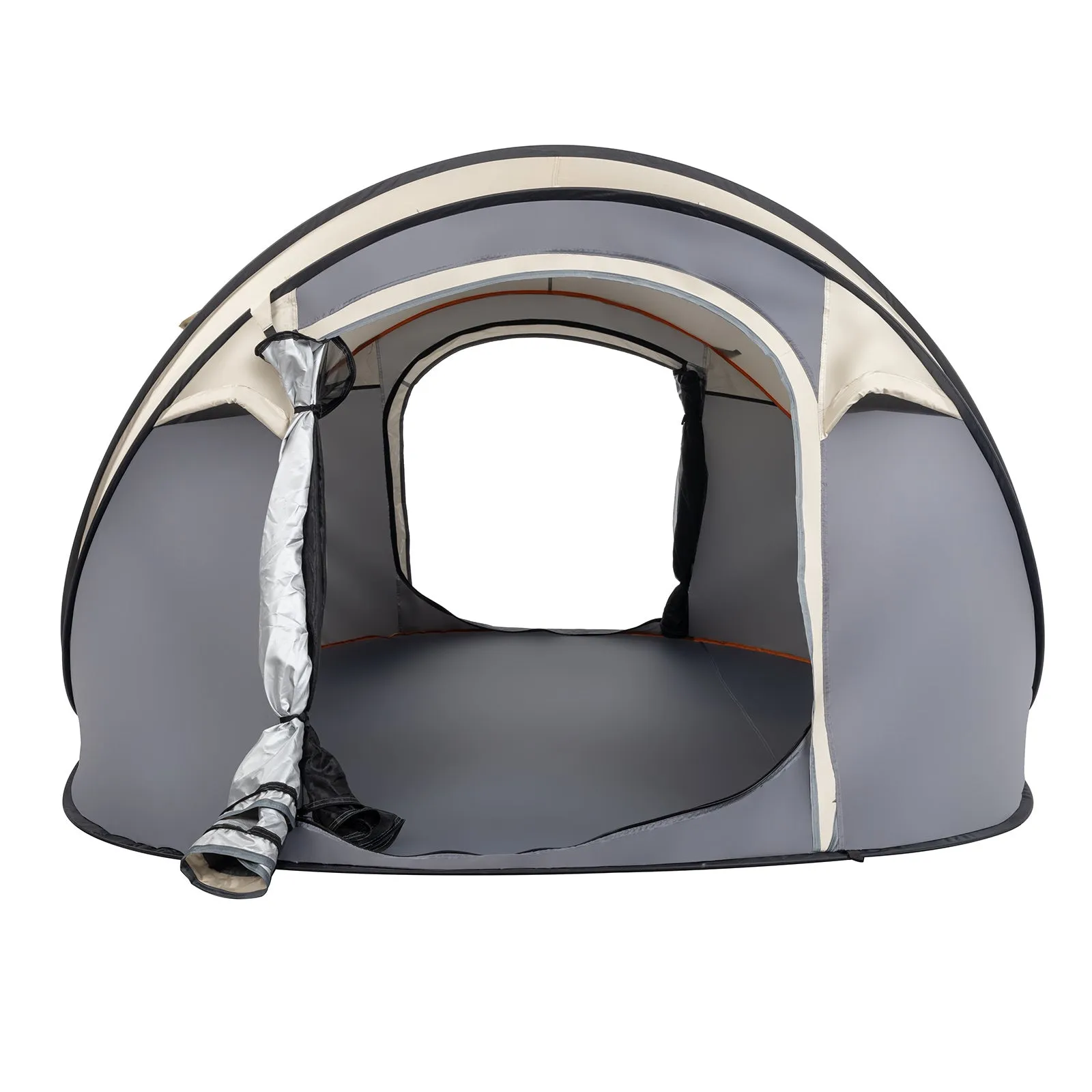 Khaki Boat Type Quick Opening Camping Tent Fiber Pole Polyester Cloth