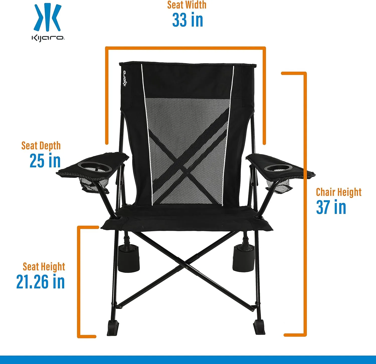Kijaro Rok-it Sport Rocking Camping Chair, Vik Black