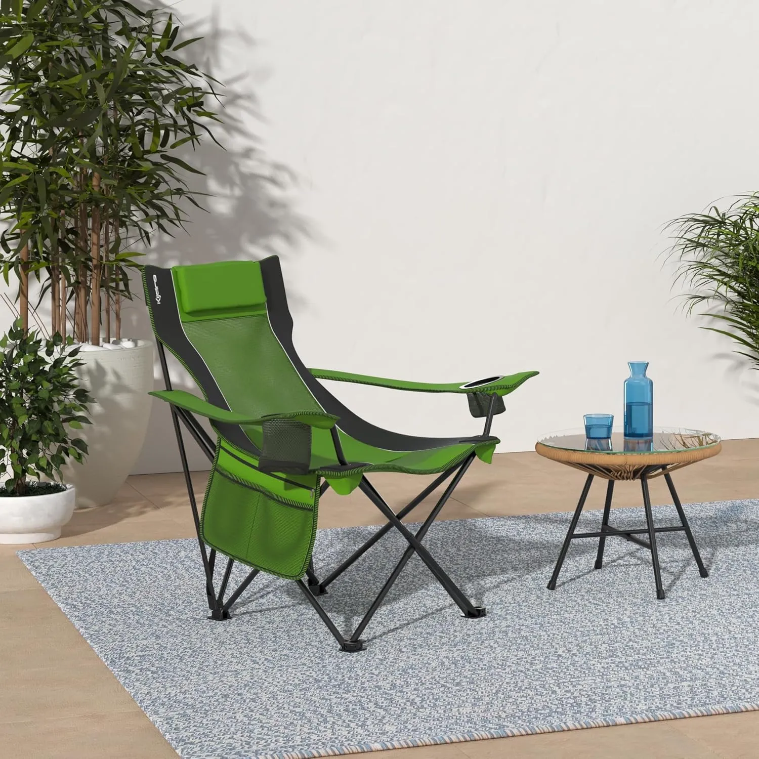 Kijaro Sling Folding Camping Chair - Enjoy The Outdoors in This Outdoor Chair with a Built-in Cup Holders and Side Organizer OR Side Cooler - Includes a Detachable Pillow