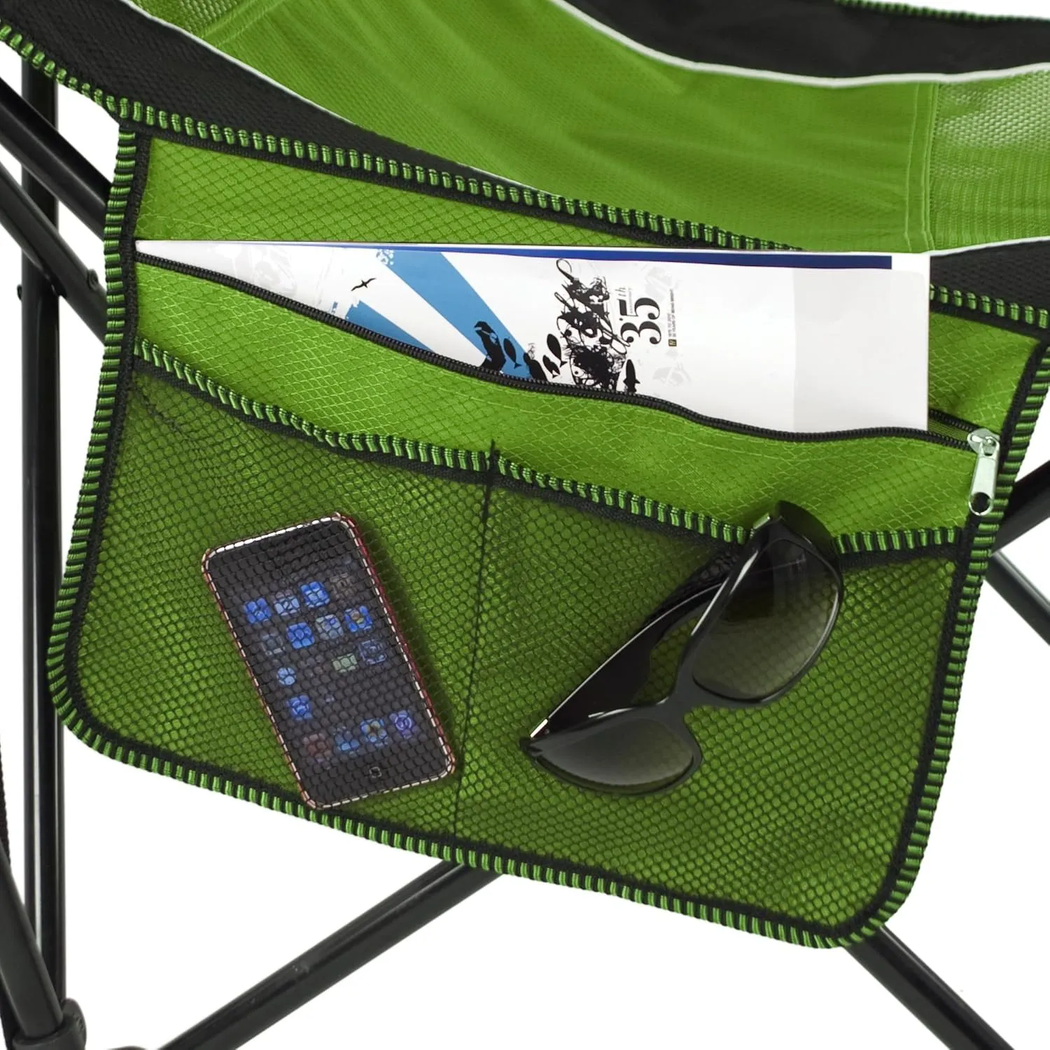 Kijaro Sling Folding Camping Chair - Enjoy The Outdoors in This Outdoor Chair with a Built-in Cup Holders and Side Organizer OR Side Cooler - Includes a Detachable Pillow