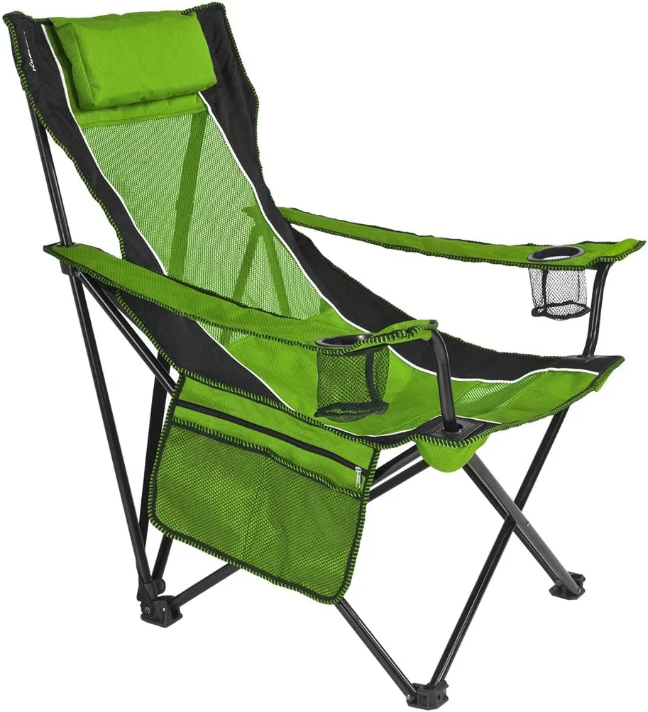 Kijaro Sling Folding Camping Chair - Enjoy The Outdoors in This Outdoor Chair with a Built-in Cup Holders and Side Organizer OR Side Cooler - Includes a Detachable Pillow
