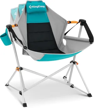 KingCamp Hammock Camping Chair, Swinging Portable Folding Camp Chairs for Adults 400lbs Heavy Duty Foldable Oversized Rocker with Aluminum Alloy Frame Cup Holder Pillow for Outdoor Beach Patio Sport