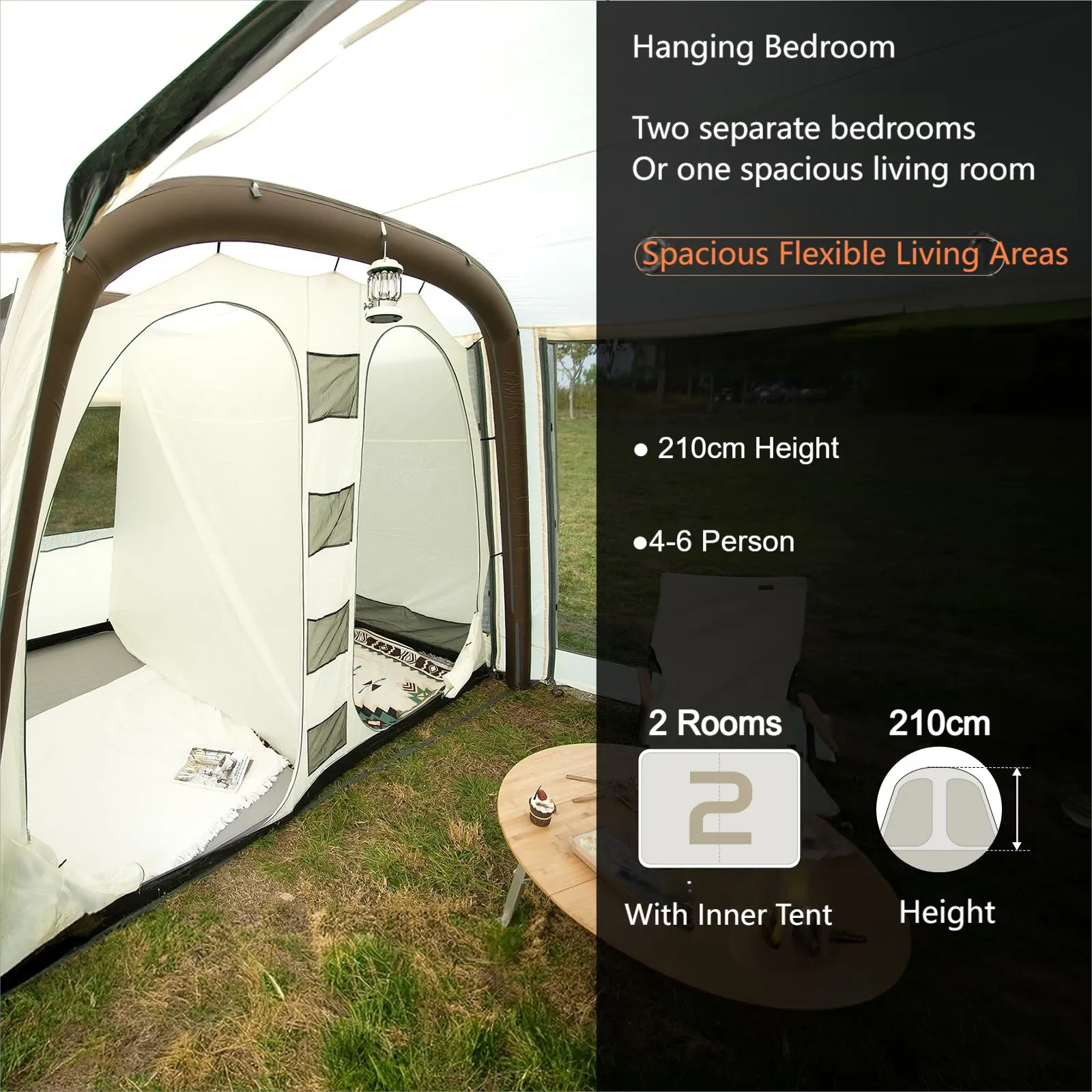 KingCamp NUOVA AIR Inflatable Tunnel Tent 4 Person Camping Tent