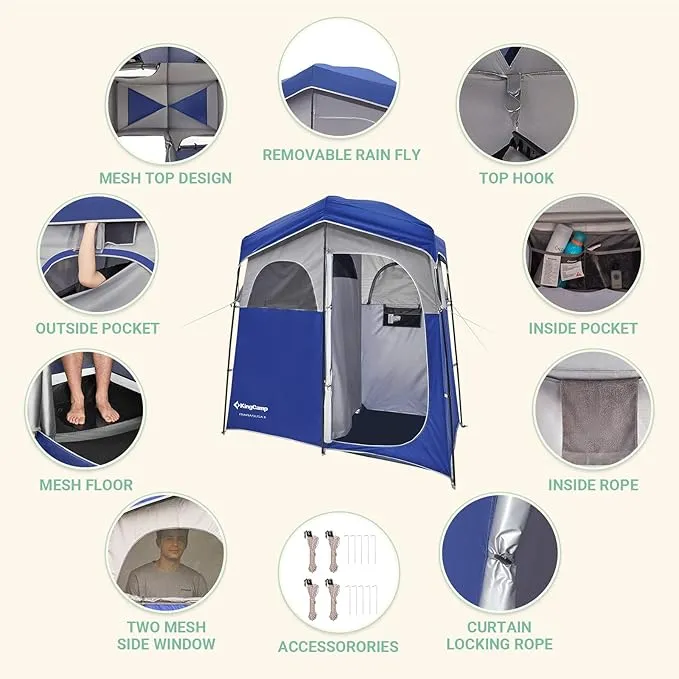 KingCamp Portable Shower Tent for Camping, Oversized Shower Privacy Tent Kit, Outdoor Changing Tent Dressing Tent for Backpacking Hiking