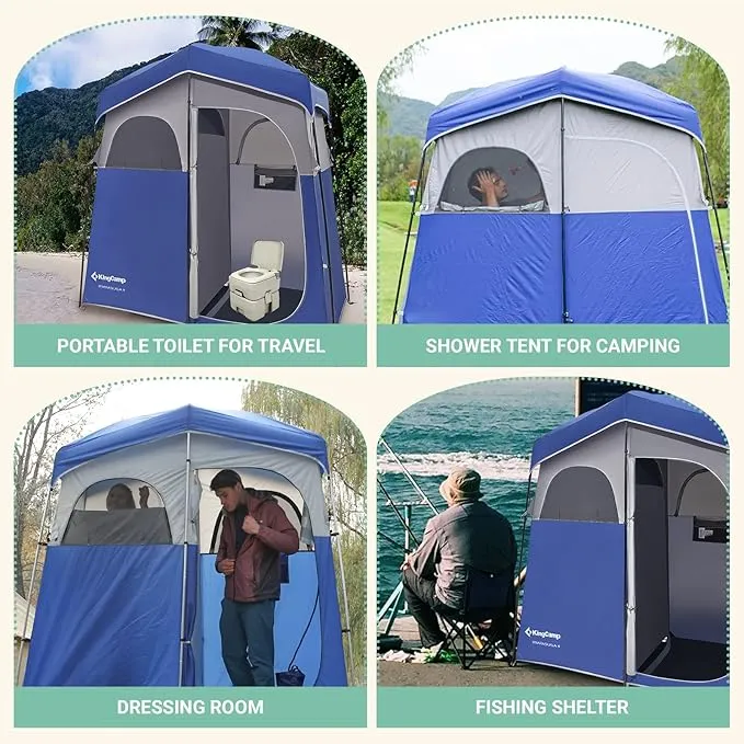 KingCamp Portable Shower Tent for Camping, Oversized Shower Privacy Tent Kit, Outdoor Changing Tent Dressing Tent for Backpacking Hiking