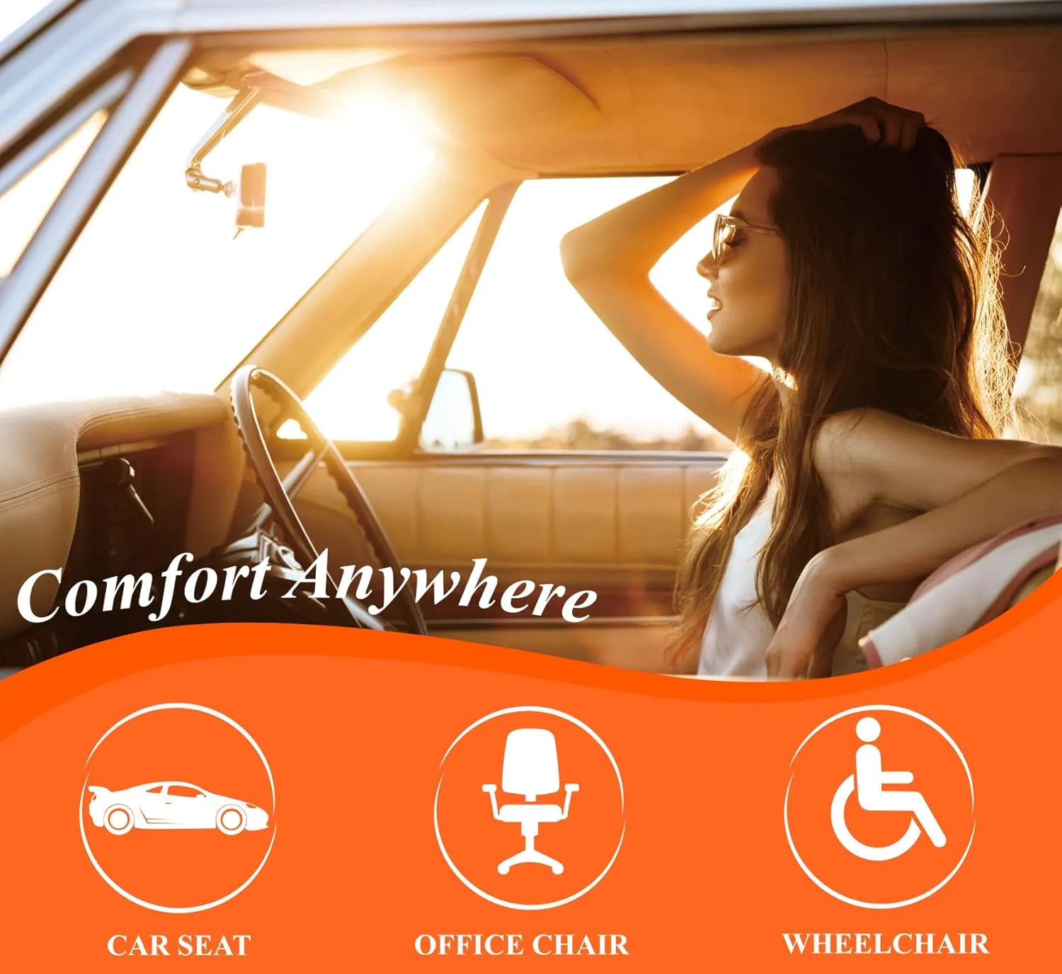 kingphenix Premium Car Seat Cushion, Memory Foam Driver Seat Cushion to Improve Driving View- Coccyx & Lower Back Pain Relief- Seat Cushion for Car, Truck, Office Chair (Gray)