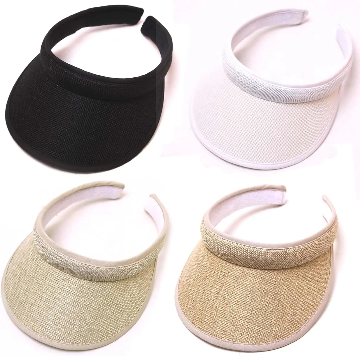 KORADI Women's Sun Visor Hats 4 Pack Wide Brim Golf Visor with Clip Hat Summer UV Protection Beach Cap for Kids UPF 50