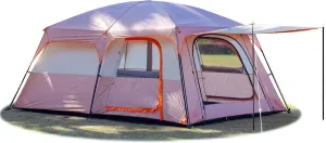 KTT Extra Large Tent 10-12-14 Person(A),Family Cabin Tents,2 Rooms,3 Doors and 3 Windows with Mesh,Straight Wall,Waterproof,Double Layer,Big Tent for Outdoor,Picnic,Camping,Family Gathering