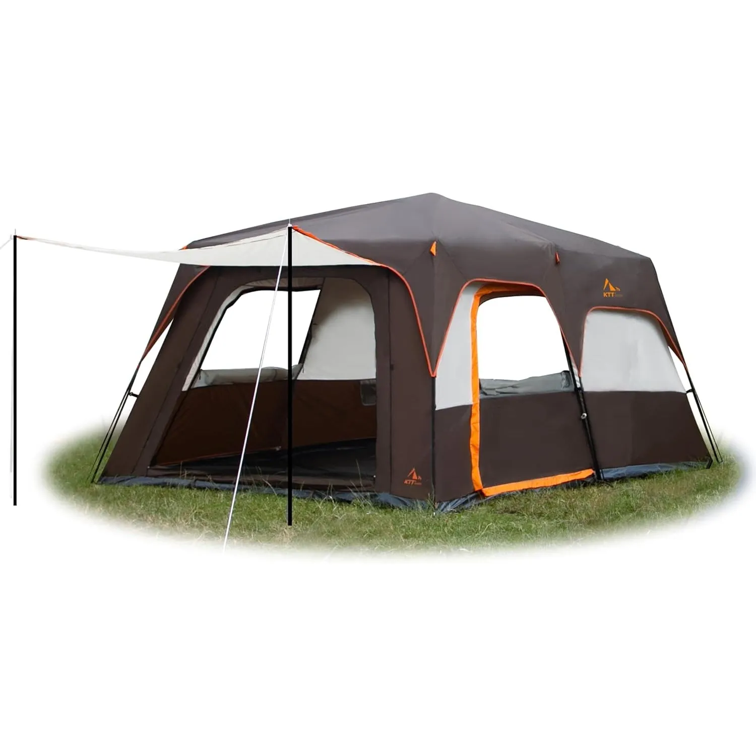 KTT Extra Large Tent 10-12-14 Person(B),Family Cabin Tents,2 Rooms,3 Doors and 3 Windows with Mesh,Straight Wall,Waterproof,Double Layer,Big Tent for Outdoor,Picnic,Camping,Family Gathering