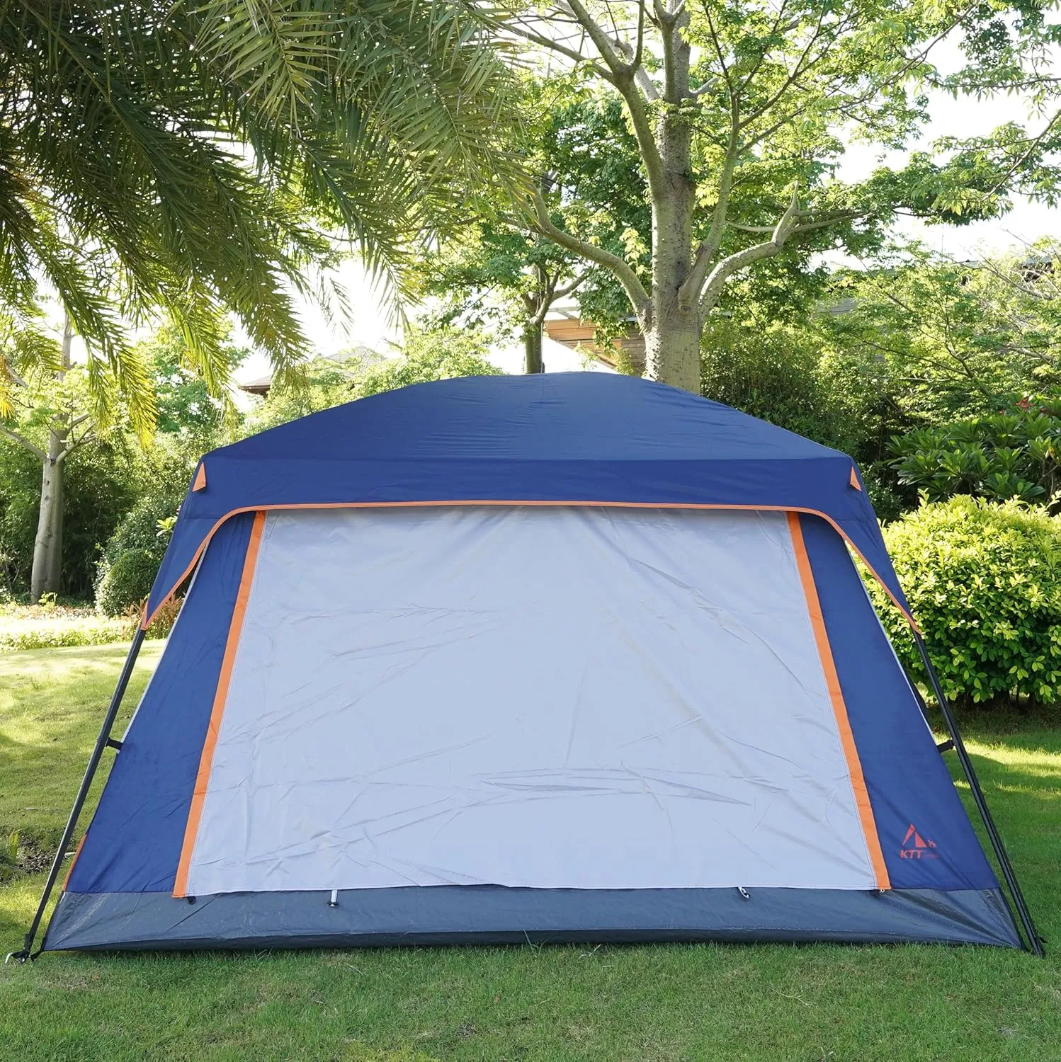KTT Extra Large Tent 10-12-14 Person(Style-B),Family Cabin Tents,2 Rooms,3 Doors and 3 Windows with Mesh,Straight Wall,Waterproof,Double Layer,Big Tent for Outdoor,Picnic,Camping,Family Gathering