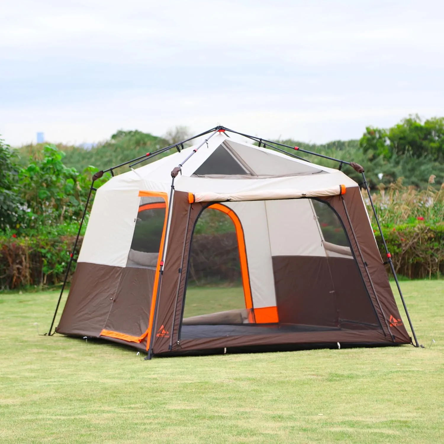 KTT Instant Tent 6-8 Person(B),Large Family Cabin Tents,Automatic Tent Build Quickly in 60S,2 Rooms,2 Top Windows,3 Doors and 3 Windows with Mesh,Waterproof,Big Tents for Outdoor,Picnic,Camping.
