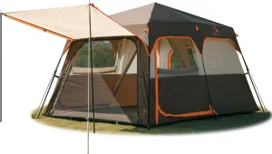 KTT Instant Tent 6-8 Person(B),Large Family Cabin Tents,Automatic Tent Build Quickly in 60S,2 Rooms,2 Top Windows,3 Doors and 3 Windows with Mesh,Waterproof,Big Tents for Outdoor,Picnic,Camping.