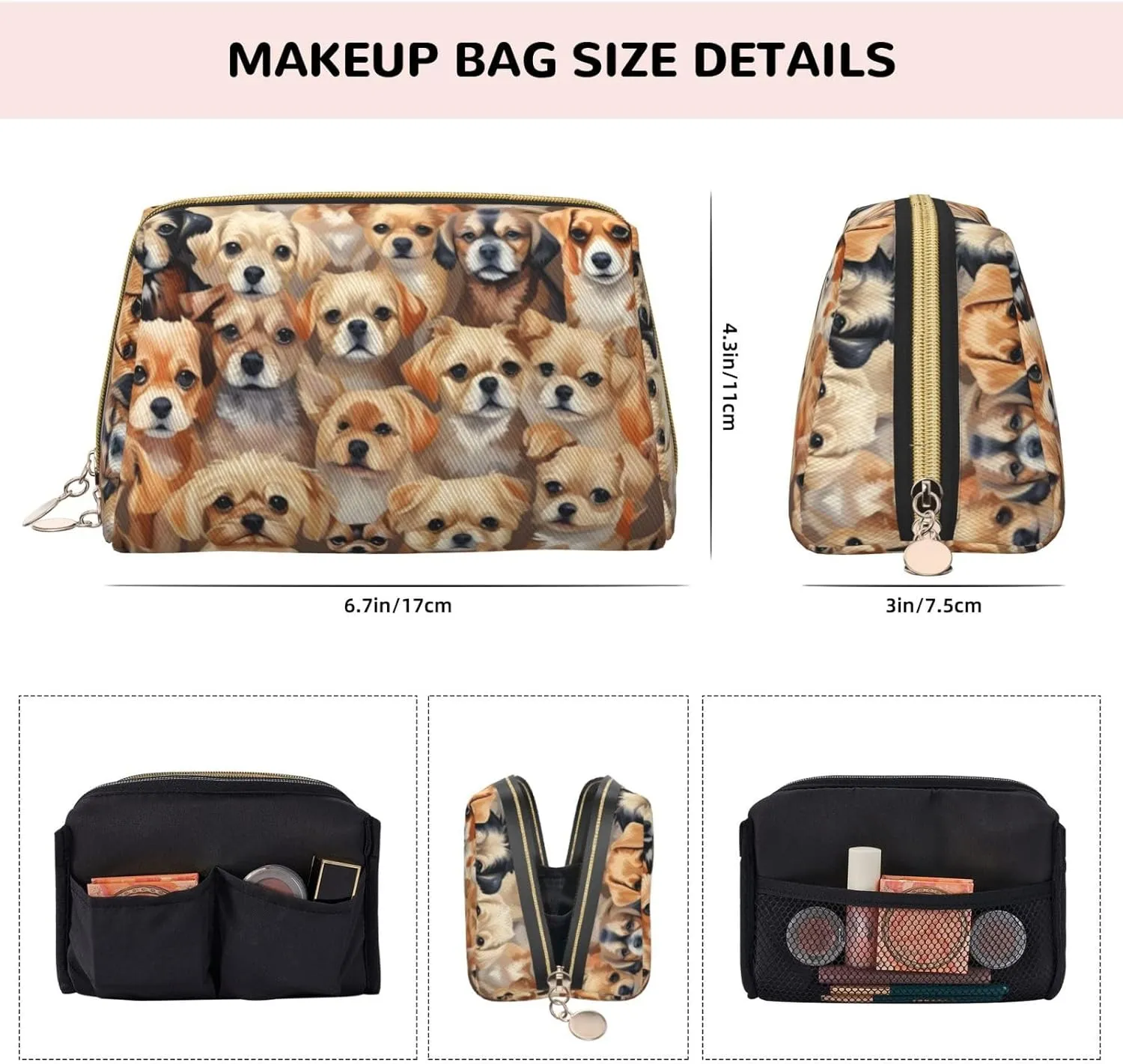 Labrador Retriever Dogs Toiletry Pouch, Travel-Friendly Makeup Organizer For Makeup Brushes, Lipsticks