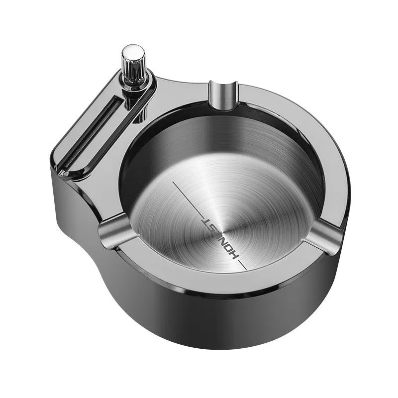 Large Cigarette Ashtray Set – Premium Metal Ashtray with Permanent Match Lighter