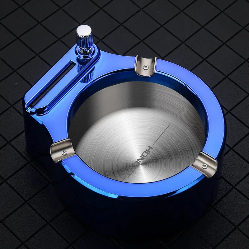 Large Cigarette Ashtray Set – Premium Metal Ashtray with Permanent Match Lighter