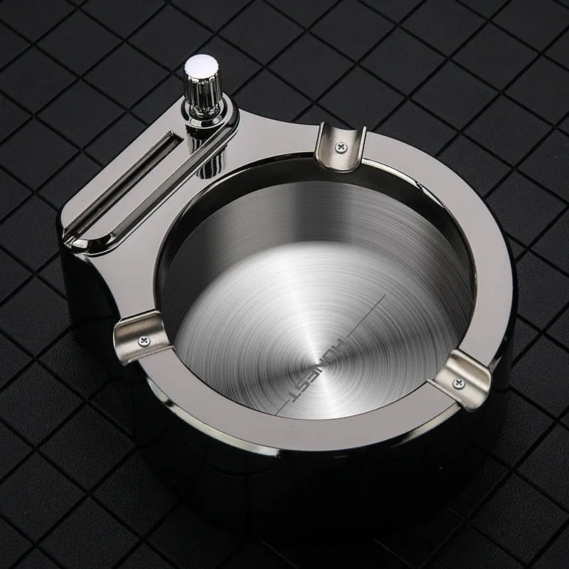 Large Cigarette Ashtray Set – Premium Metal Ashtray with Permanent Match Lighter