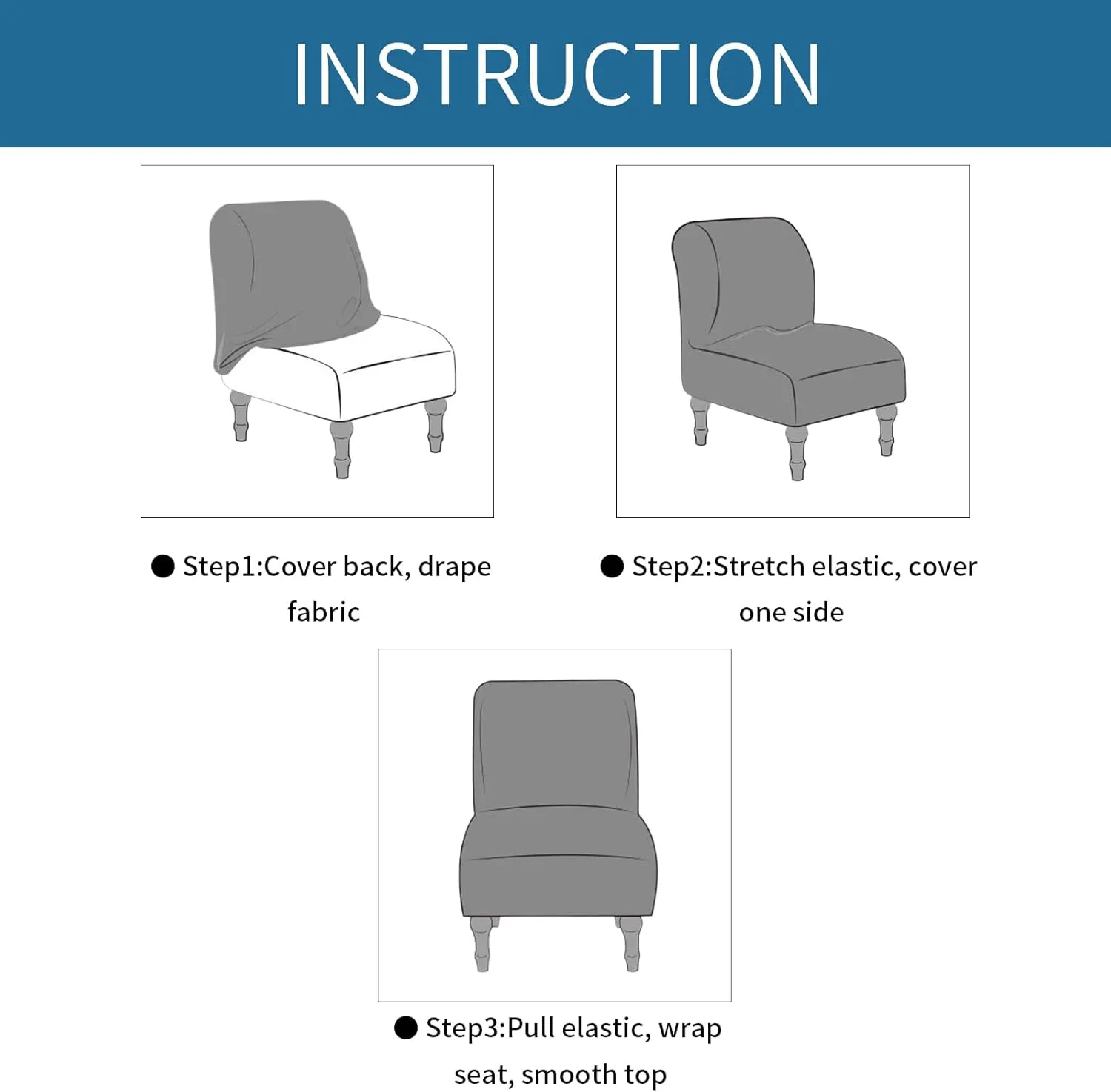 LavishCover Armless Accent Chairs Covers, Thick Armless Recliner Sofa Cover Stretchable, Removable Armless Chair Slipcover for Living Dining Room Hotel (Coffee, 1pc)