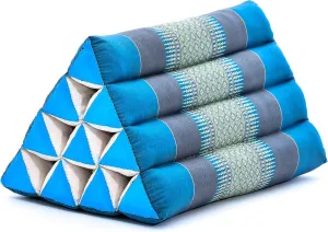 Leewadee Thai Triangle Cushion – Comfortable Backrest for TV or Reading, Wedge Pillow - Eco-Friendly Natural Kapok Filling, 20 x 13 x 13 inches, Light Blue