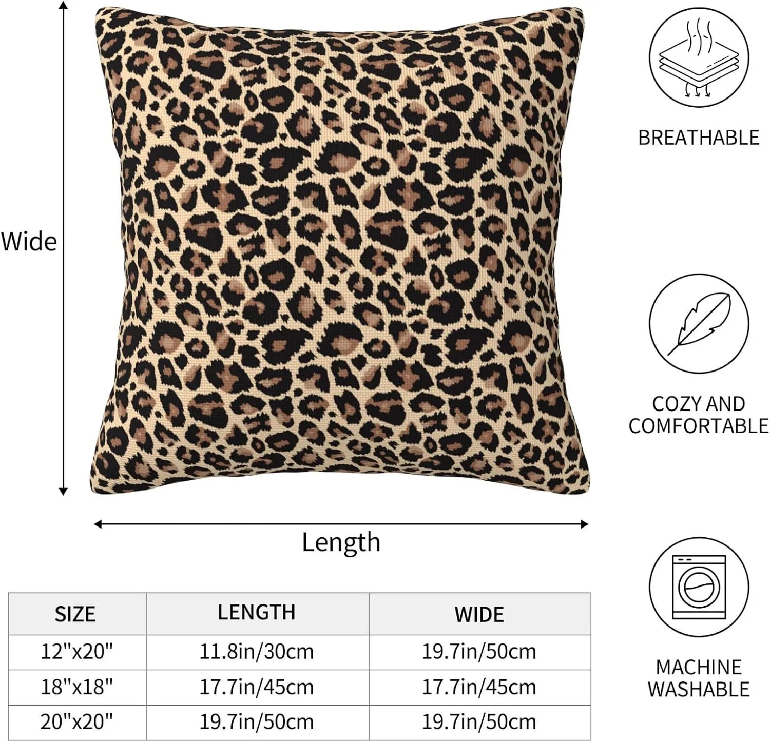 Leopard Throw Pillow Covers 18x18 Set of 2 Animal Skin Decorative Pillow Covers Cute Brown Outdoors Pillowcase Cushion Case Farmhouse Home Decor for Sofa Couch Bed Bedroom