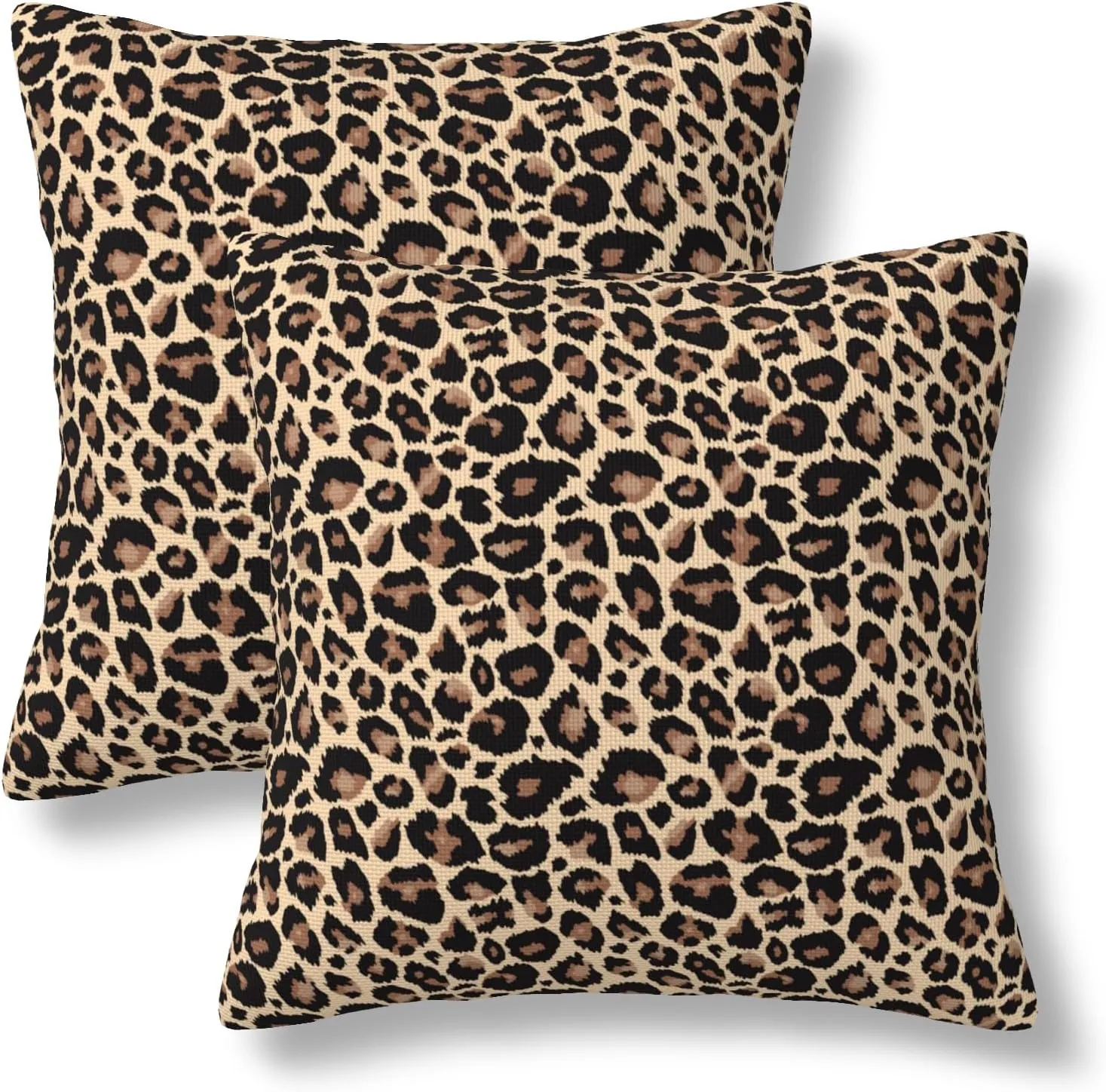 Leopard Throw Pillow Covers 18x18 Set of 2 Animal Skin Decorative Pillow Covers Cute Brown Outdoors Pillowcase Cushion Case Farmhouse Home Decor for Sofa Couch Bed Bedroom