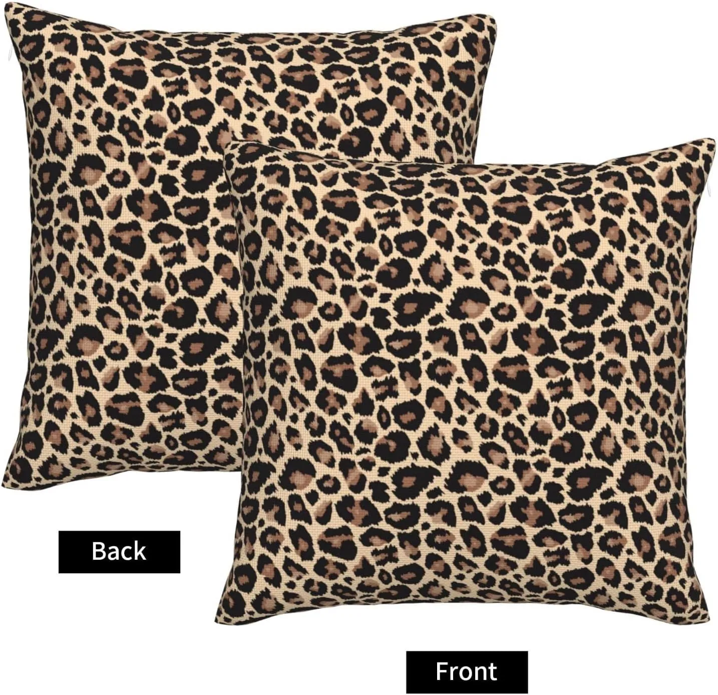 Leopard Throw Pillow Covers 18x18 Set of 2 Animal Skin Decorative Pillow Covers Cute Brown Outdoors Pillowcase Cushion Case Farmhouse Home Decor for Sofa Couch Bed Bedroom