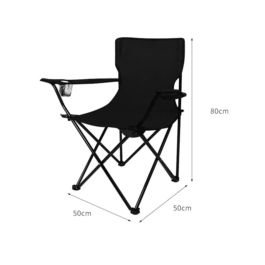 Levede 2Pcs Camping Chairs Folding Arm Black-SA_Metro
