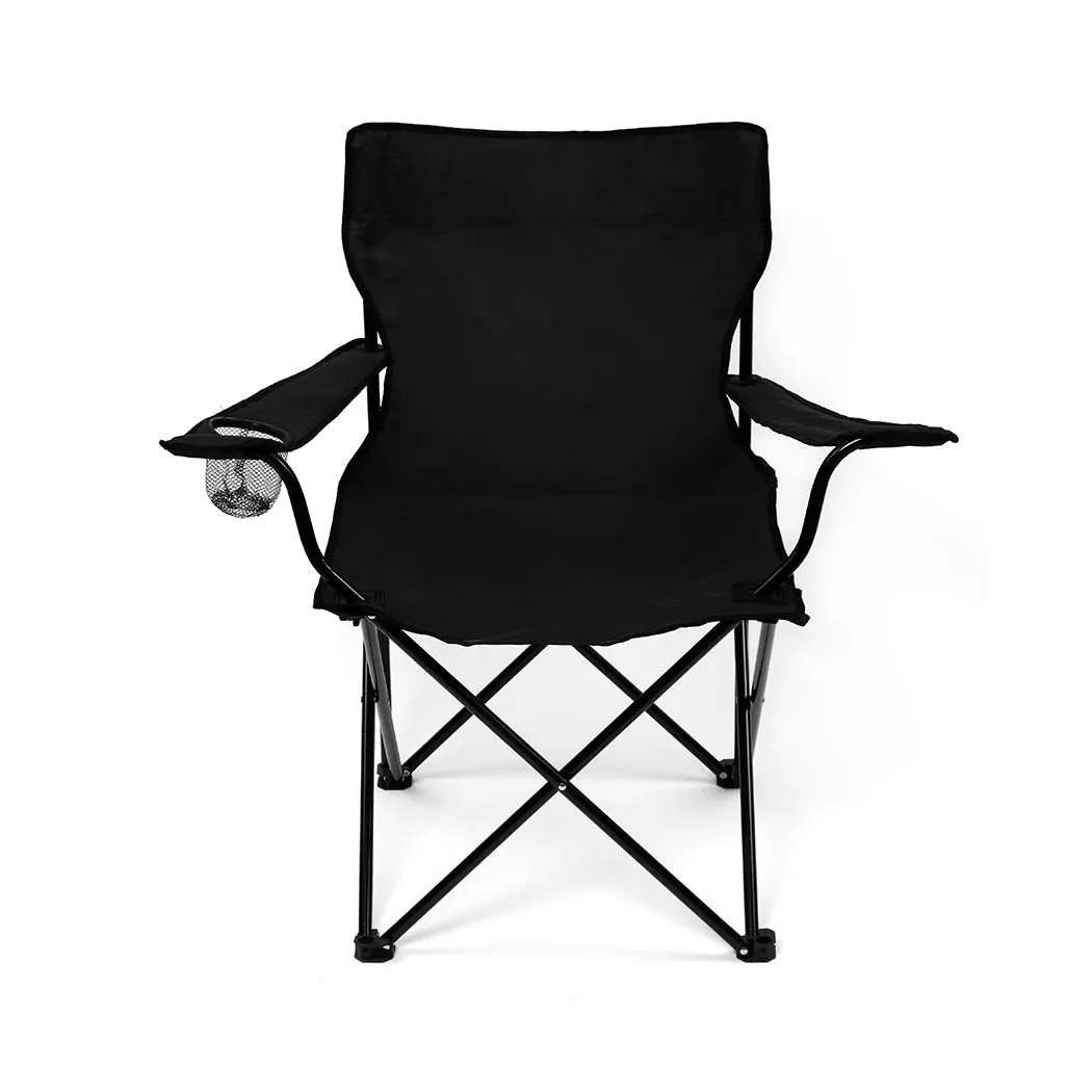 Levede 2Pcs Camping Chairs Folding Arm Black-SA_Metro
