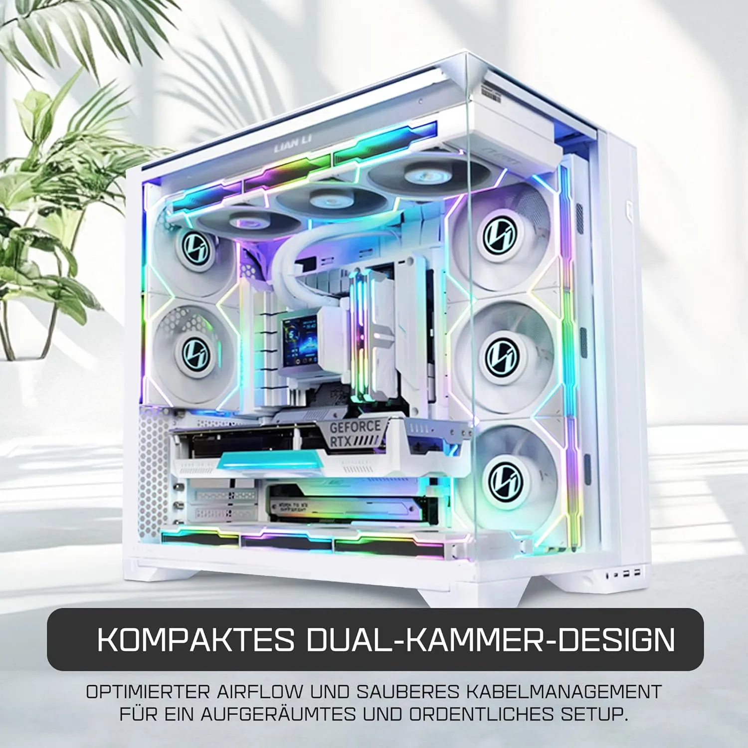 Lian Li O11 Vision Compact ATX Mid-Tower Gaming PC Case - Aluminium & Tempered Glass White PC Case