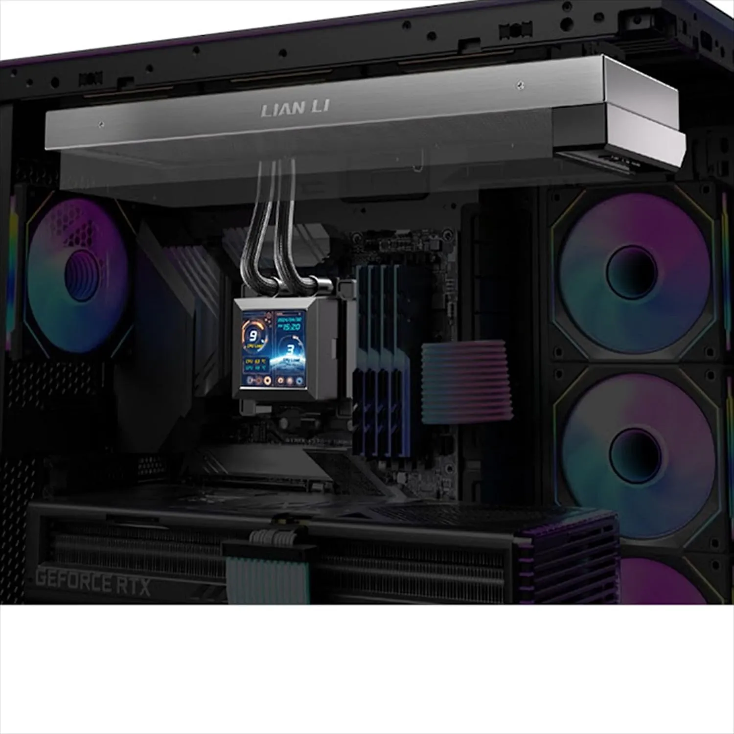 LIANLI LL-HS-LCD-360-N-BK Simple Water Cooling Kit, Fanless Model, HydroShift LCD 360 No Fan Black Side Mount Design, 2.88" Screen, IPS LCD, Japanese Authorized Dealer