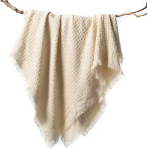 lifein Fall White Throw Blanket for Couch-Soft Boho Knitted Bed Throw Blanket,Cozy Farmhouse Waffle Small Lightweight Blanket&Throws for Autumn,Woman,Chair,Sofa,Home Decor,Gift(White/Cream,50 * 60")