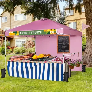 LIFEZEAL 10' x 10' Instant Pop-Up Canopy Tent with Sidewall, Pink Commercial Gazebo with Roller Bag, Hanging Crossbars & Banner Strip, Portable Outdoor Shade Shelter for Market, Patio, Camping, Beach, Tents for Outside Party