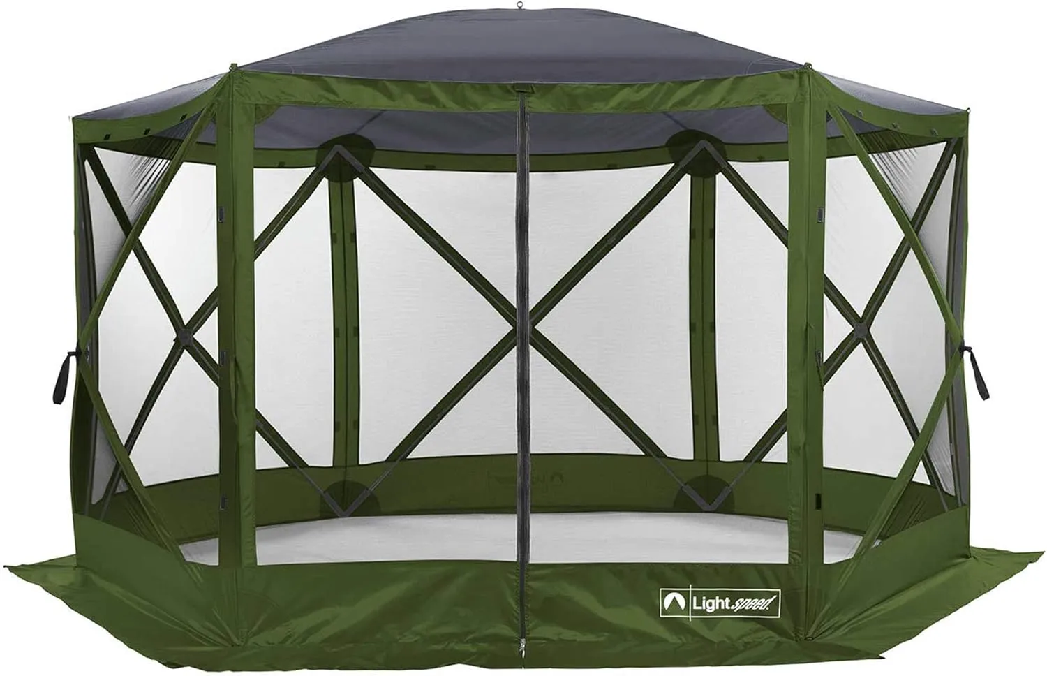 Lightspeed Outdoors Pop-Up 6-Sided Screen Shelter, Camping Gazebo, Green