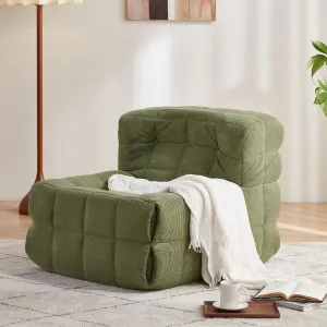 LINSY Oversized Bean Bag Chair, Large Bean Bag Couch for Adults and Kids, Floor Sofa Couch Chair Filled with 35D Foam, No Assembly Required Single Sofa for Game Room, Reading Room, Green