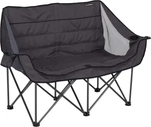 Lippert Campfire Folding Loveseat with 500-lb. Weight Capacity, Carry Bag, Durable Mesh Fabrics, High-Loft Cushioning, Storage Pocket, Dual Cupholders, Stemmed Wine Glass Holder (Grey) - 2021000206