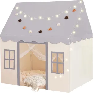 Little Dove Play Tent with mat, Star Lights, Tissue Garland, Kids playtent Indoor, Toddler Play Tent Large Outdoors for Kids Aged 3 , 52" x35" x 52", Toddler Teepee Play House with Windows Grey Color
