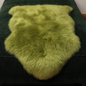 LLB Genuine Sheepskin Area Rug Wool Rug Fur Carpet Fluffy Shaggy Fur Rug for Living Room Kids Bedroom Real Sheepskin Throw Lambskin Rugs Sofa Mat Chair Seat Covers (Pea Green, 2 x 3 ft Sheepskin)