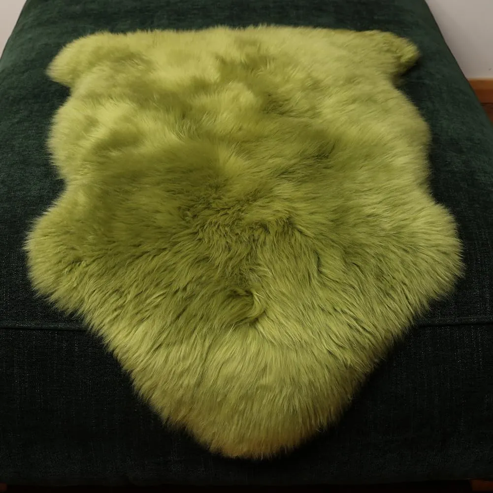 LLB Genuine Sheepskin Area Rug Wool Rug Fur Carpet Fluffy Shaggy Fur Rug for Living Room Kids Bedroom Real Sheepskin Throw Lambskin Rugs Sofa Mat Chair Seat Covers (Pea Green, 2 x 3 ft Sheepskin)