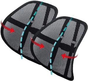 Lumbar Support, Car Lumbar Support with Double Breathable Mesh, Back Lumbar Support for Car and Office Chair (Black 2 Pack)