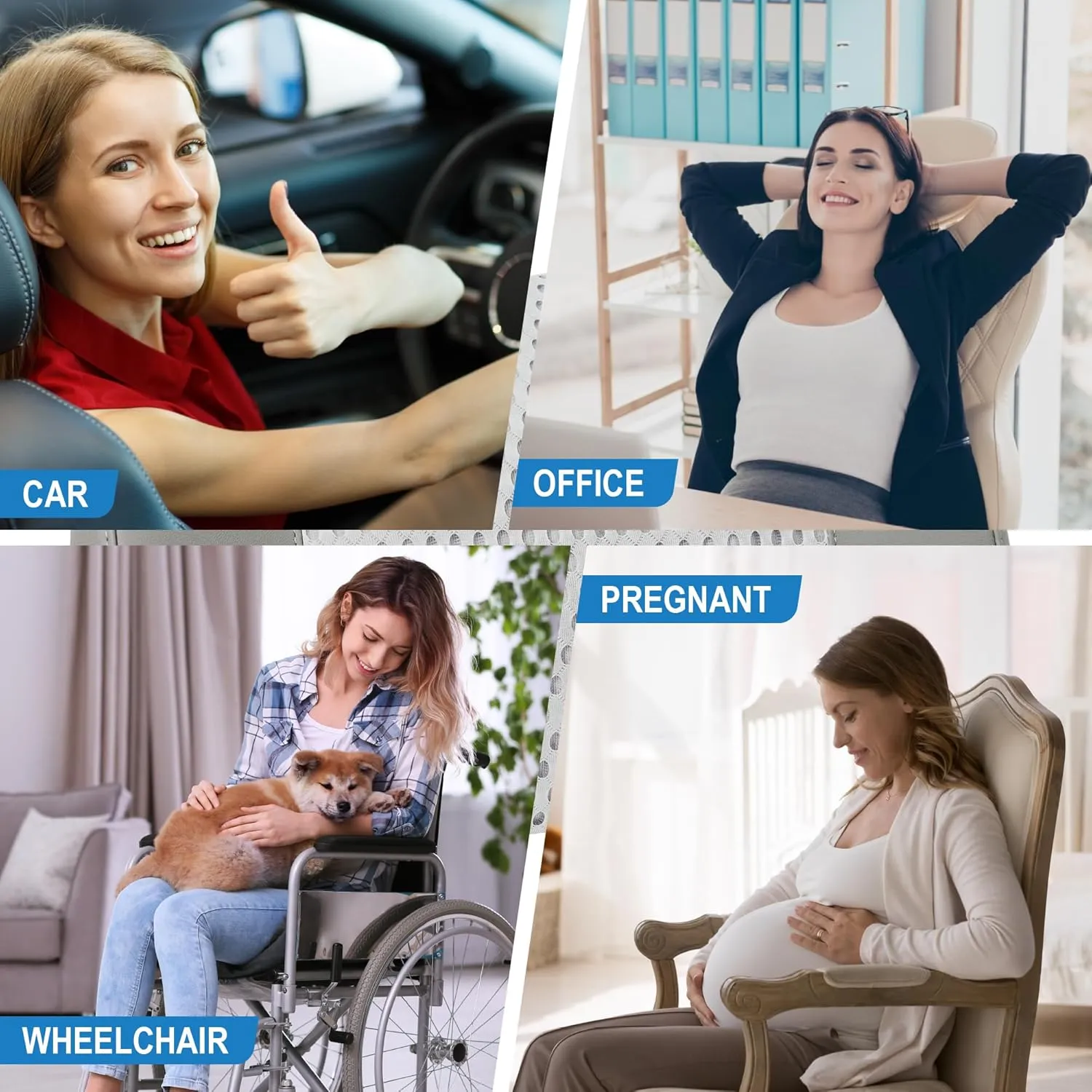 Lumbar Support Pillow for Car, Memory Foam Lumbar Pillow for Lower Back Pain Relief - Back Cushion for Driving, Chair Support for Car-Office Chair, Wheelchair - 4D Mesh Gray