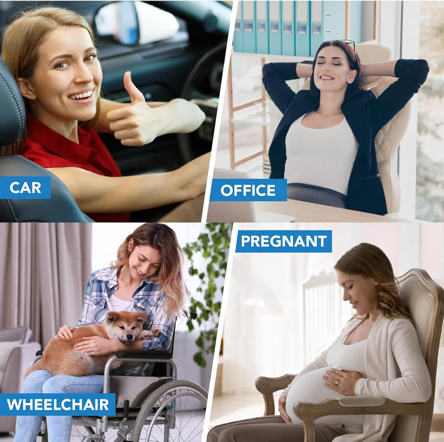 Lumbar Support Pillow for Car, Memory Foam Lumbar Pillow for Lower Back Pain Relief - Back Cushion for Driving, Chair Support for Car-Office Chair, Wheelchair - Classic Black