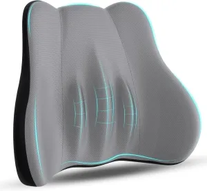 Lumbar Support Pillow, Memory Foam Lumbar Pillow for Lower Back Pain Relief, Back Support Pillow for Office Chair, Car Seat - Gray