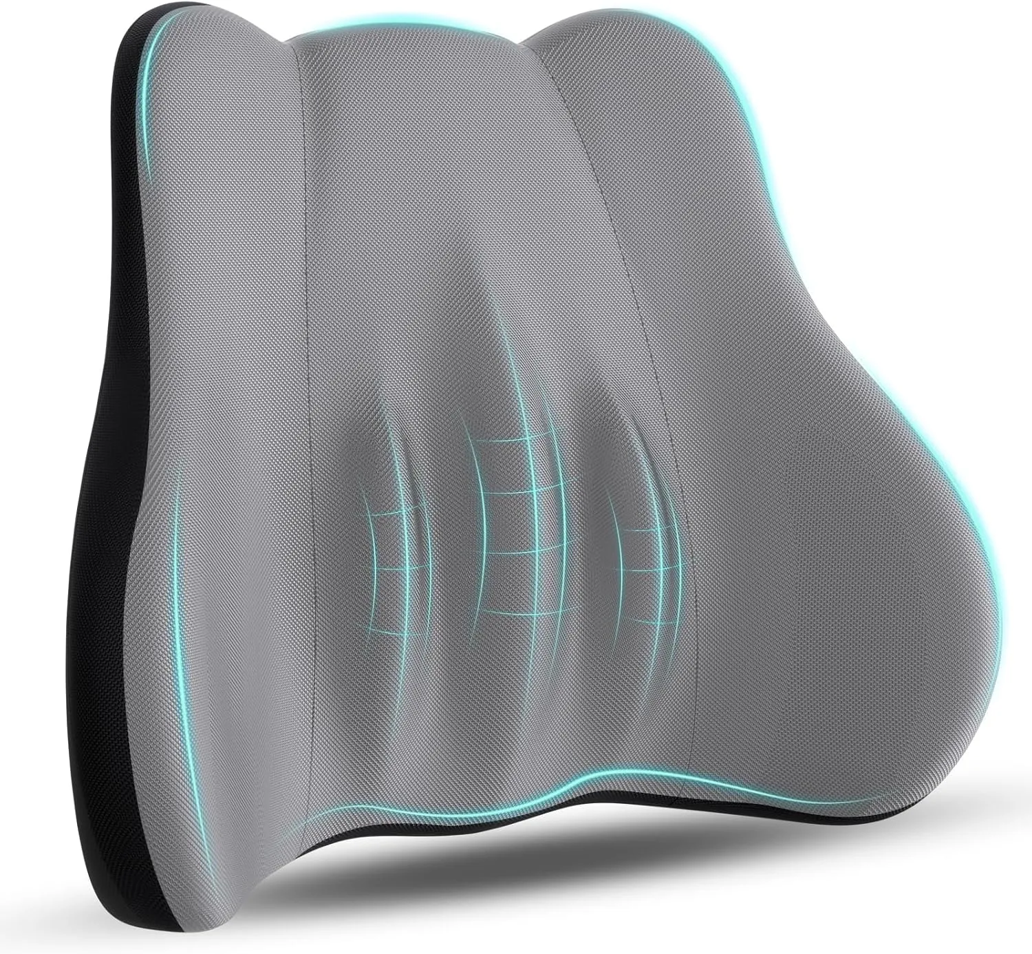 Lumbar Support Pillow, Memory Foam Lumbar Pillow for Lower Back Pain Relief, Back Support Pillow for Office Chair, Car Seat - Gray