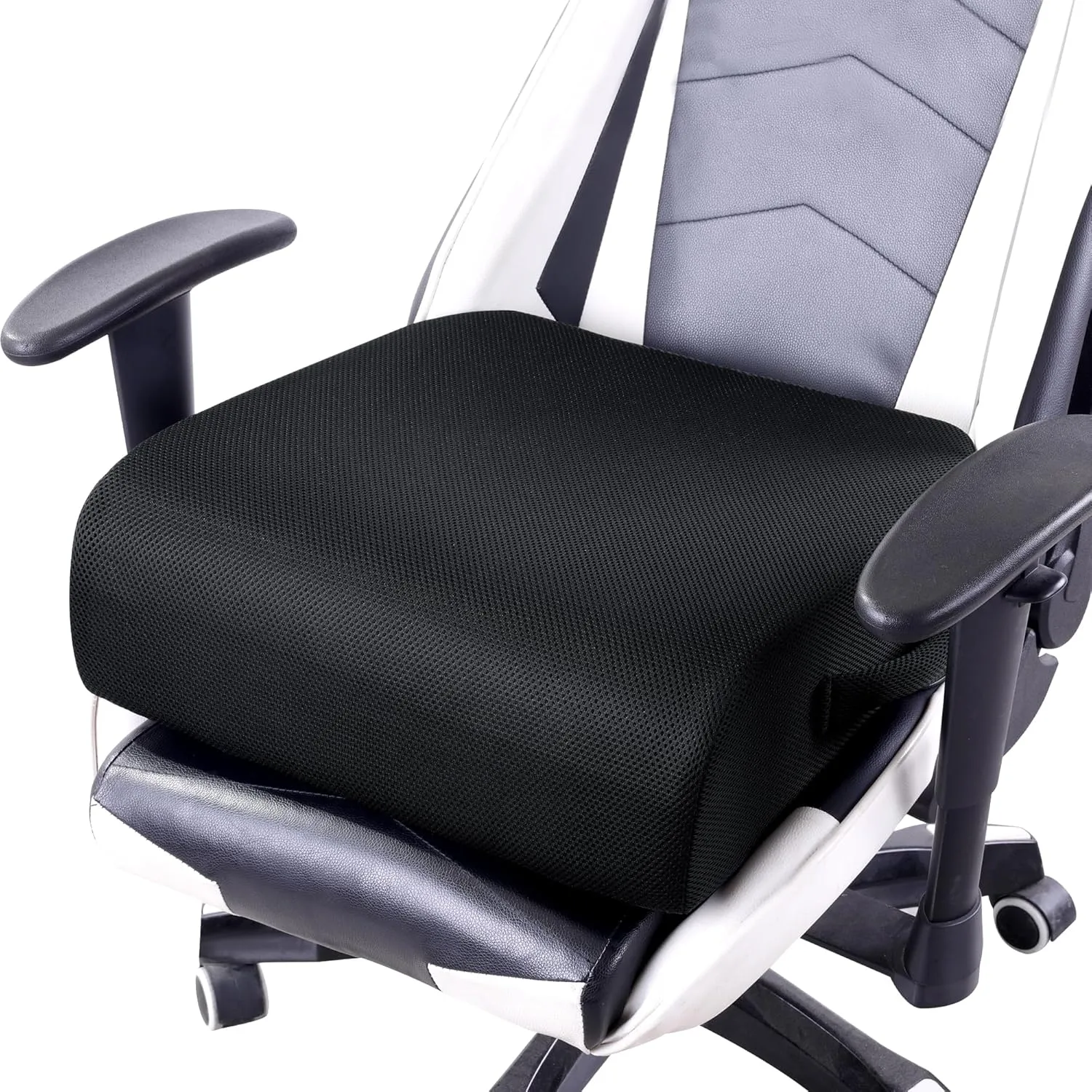 MABOZOO Extra Thick Chair Cushions,Office Chair Booster Seat Cushion to Raise Seat Height for Pain Relief,18 x 16 x 6 inch Non Slip Memory Foam Thick Cushion with Carry Handle（Black）
