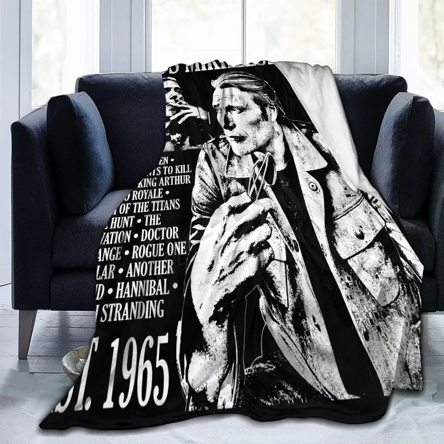 Mads Mikkelsen Blanket Flannel Fleece Printed Throw Blankets Ultra Soft Micro Warm Blanket for All Season Bedding Chair Sofa Couch Bed 50"x40"