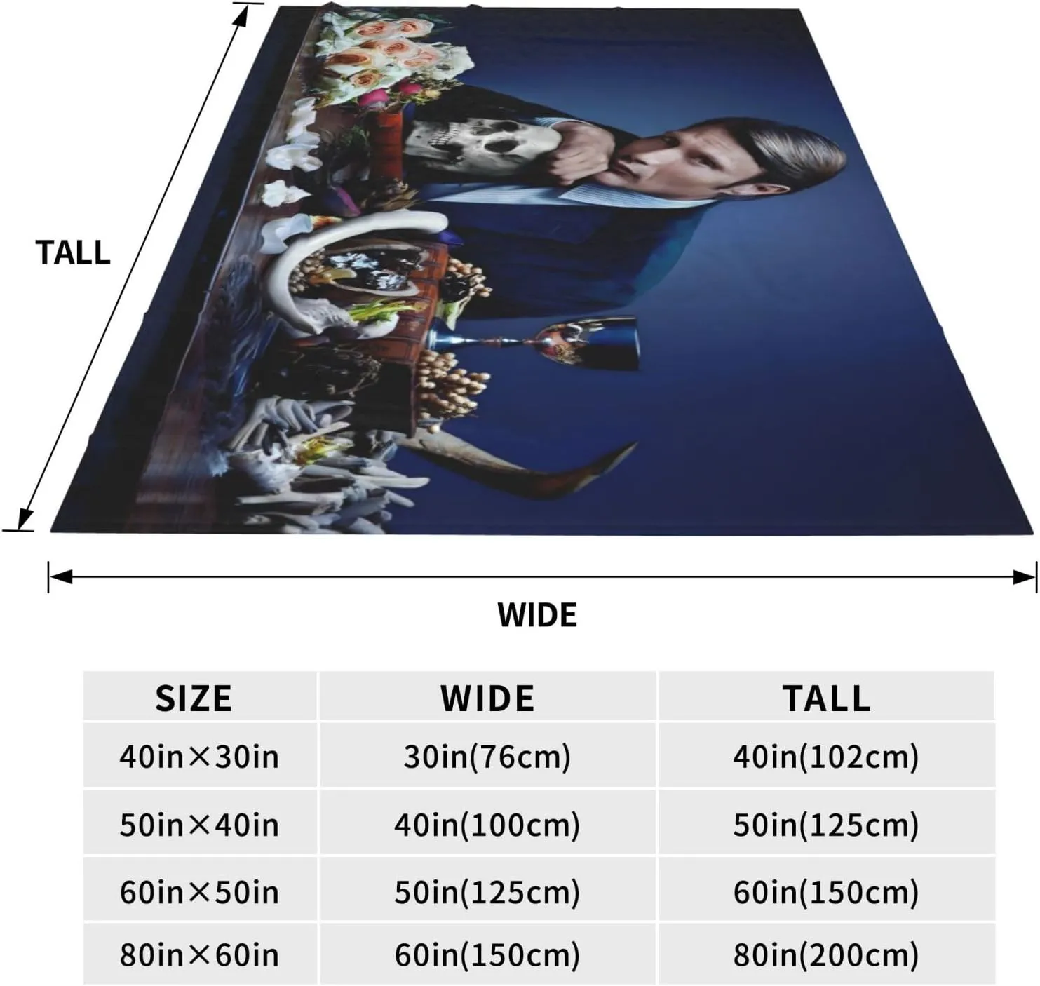 Mads Mikkelsen Blanket Flannel Fleece Printed Throw Blankets Ultra Soft Micro Warm Blanket for All Season Bedding Chair Sofa Couch Bed 50"x40"